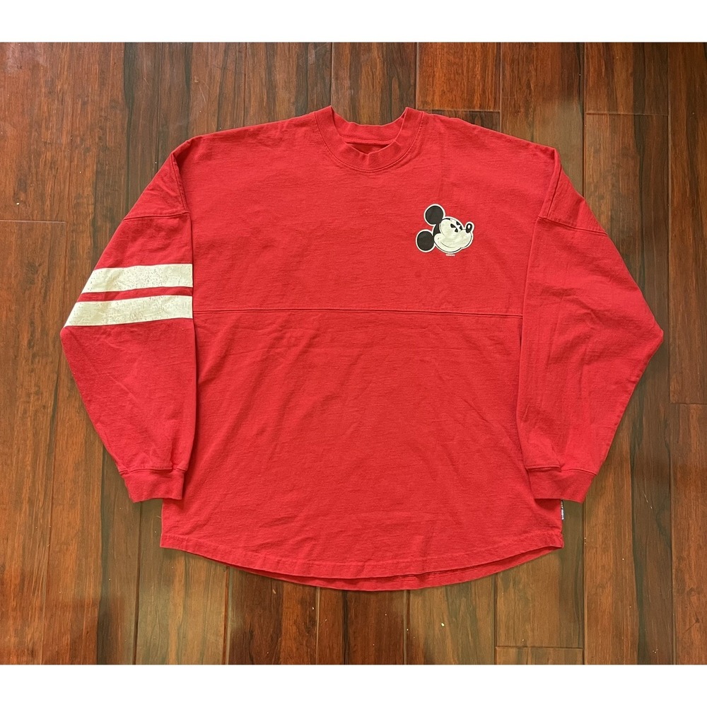 Mickey Mouse Disney Parks Authentic Spirit Jersey Spellout Red Size XL Preowned - Picture 2 of 8